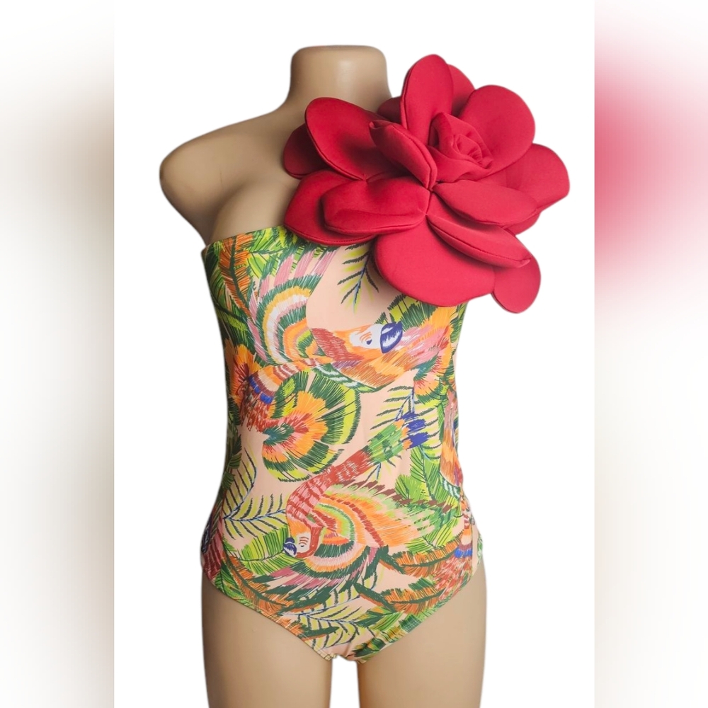 One Shoulder One Piece Swimsuit: La Vie en Rouge EUC